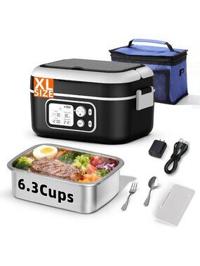 XL Cordless Electric Heated Lunch Box - Rechargeable Food Warmer for Travel